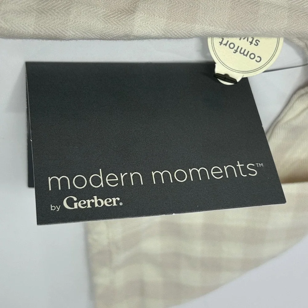 Modern Moments by Gerber Baby 18M Tan Gingham Gauze Long Sleeve Romper New